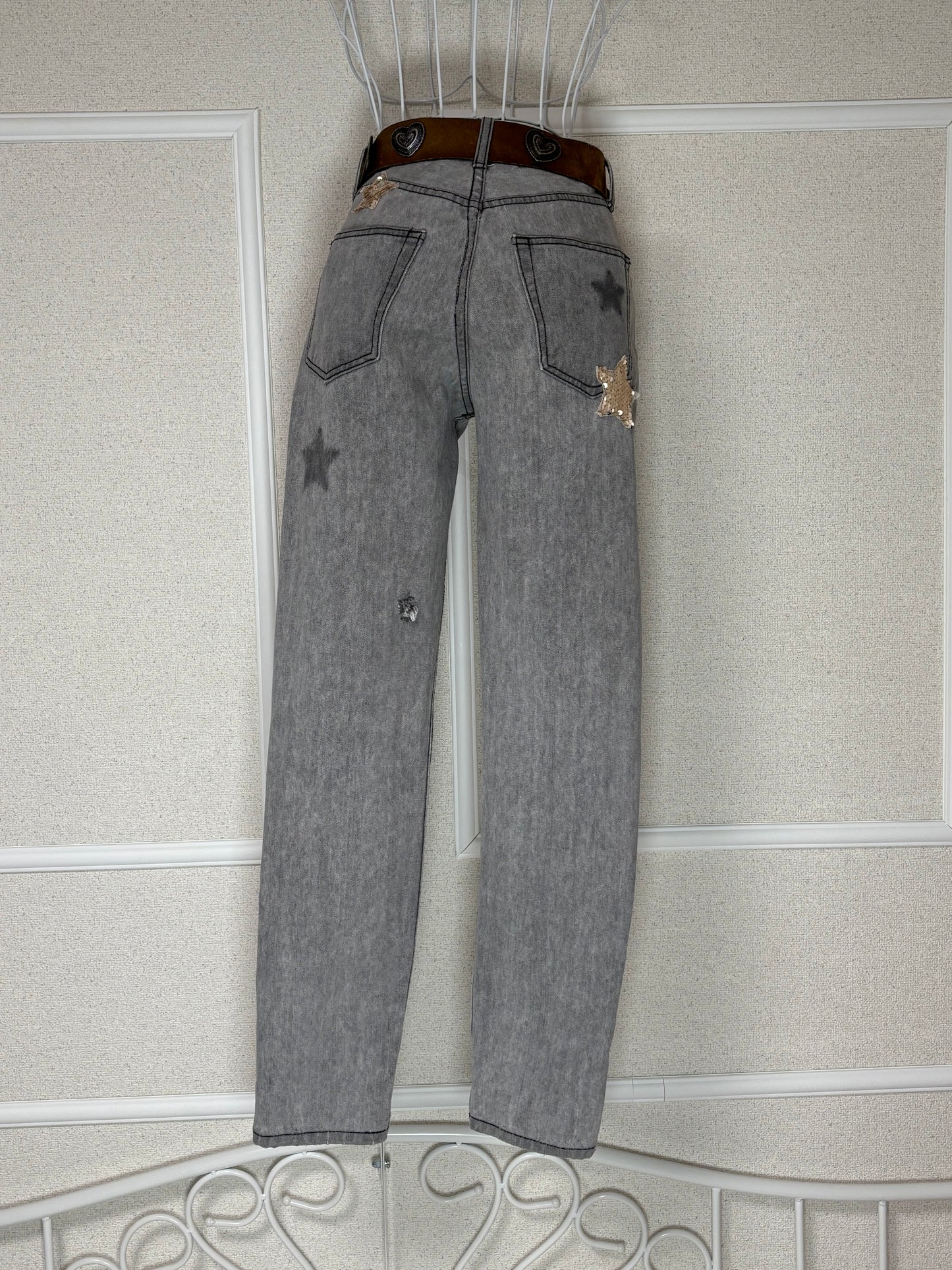 Star Damage Denim Pants