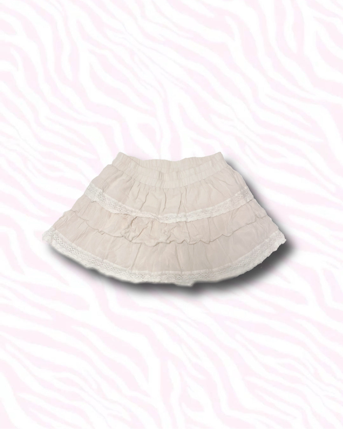 Ivory Frill Lace Mini Skirt