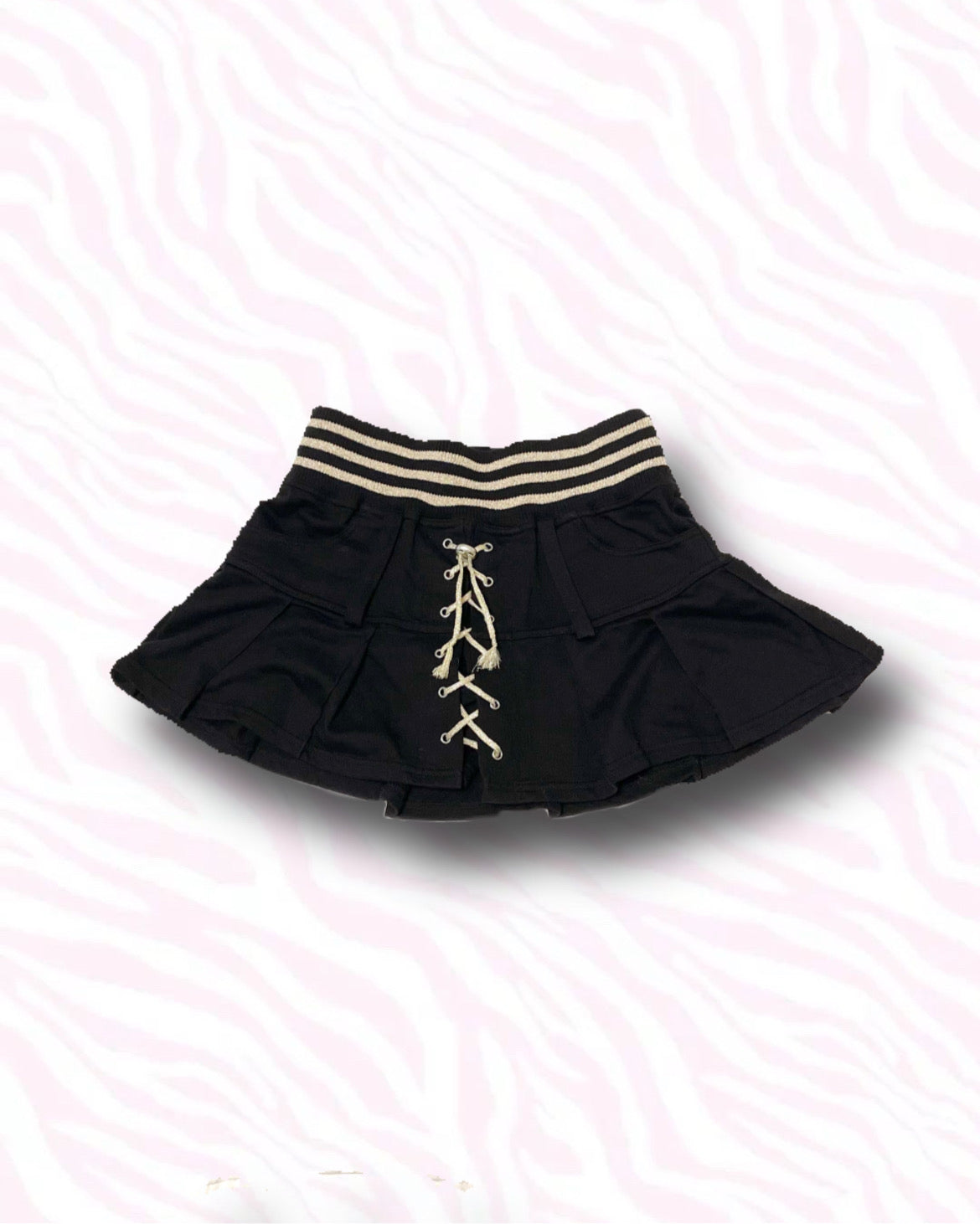 Laced Up Pleated Mini Skirt