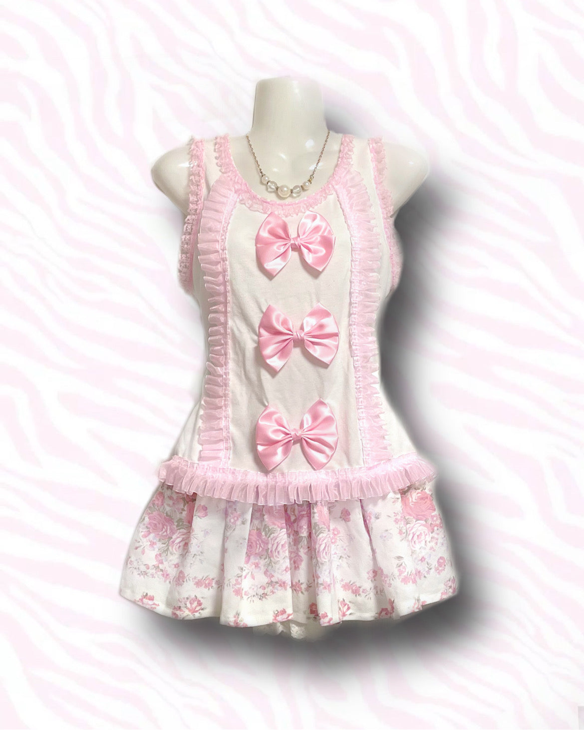 【REMAKE】Pink Bow Frill Tank