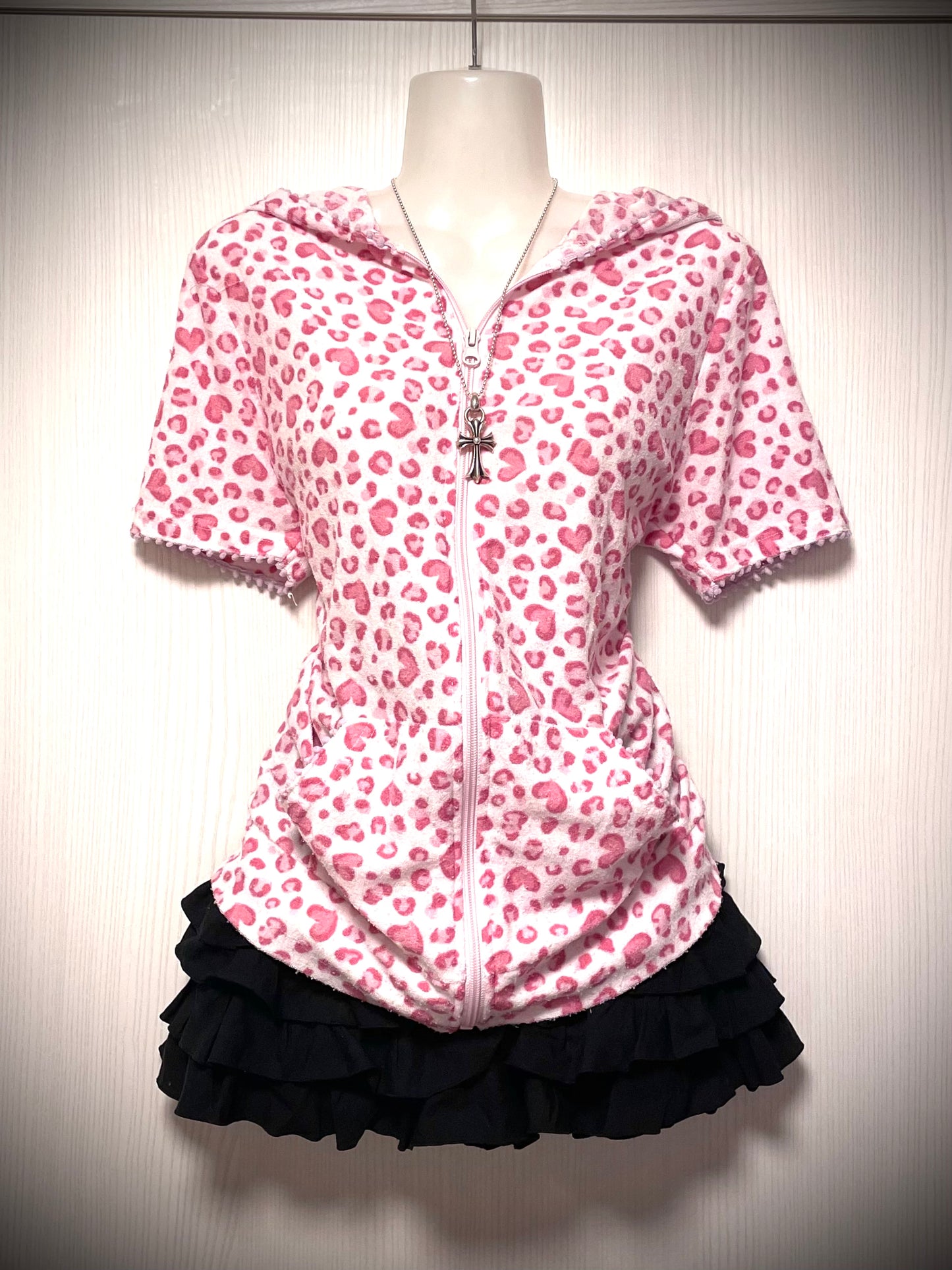 Pink Leopard Zip Up Hoodie