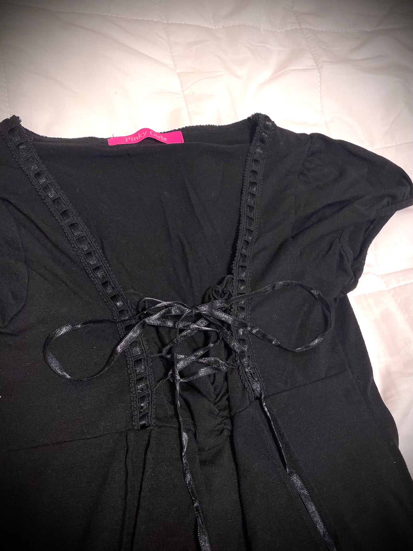 Black Lace Up Design Tee