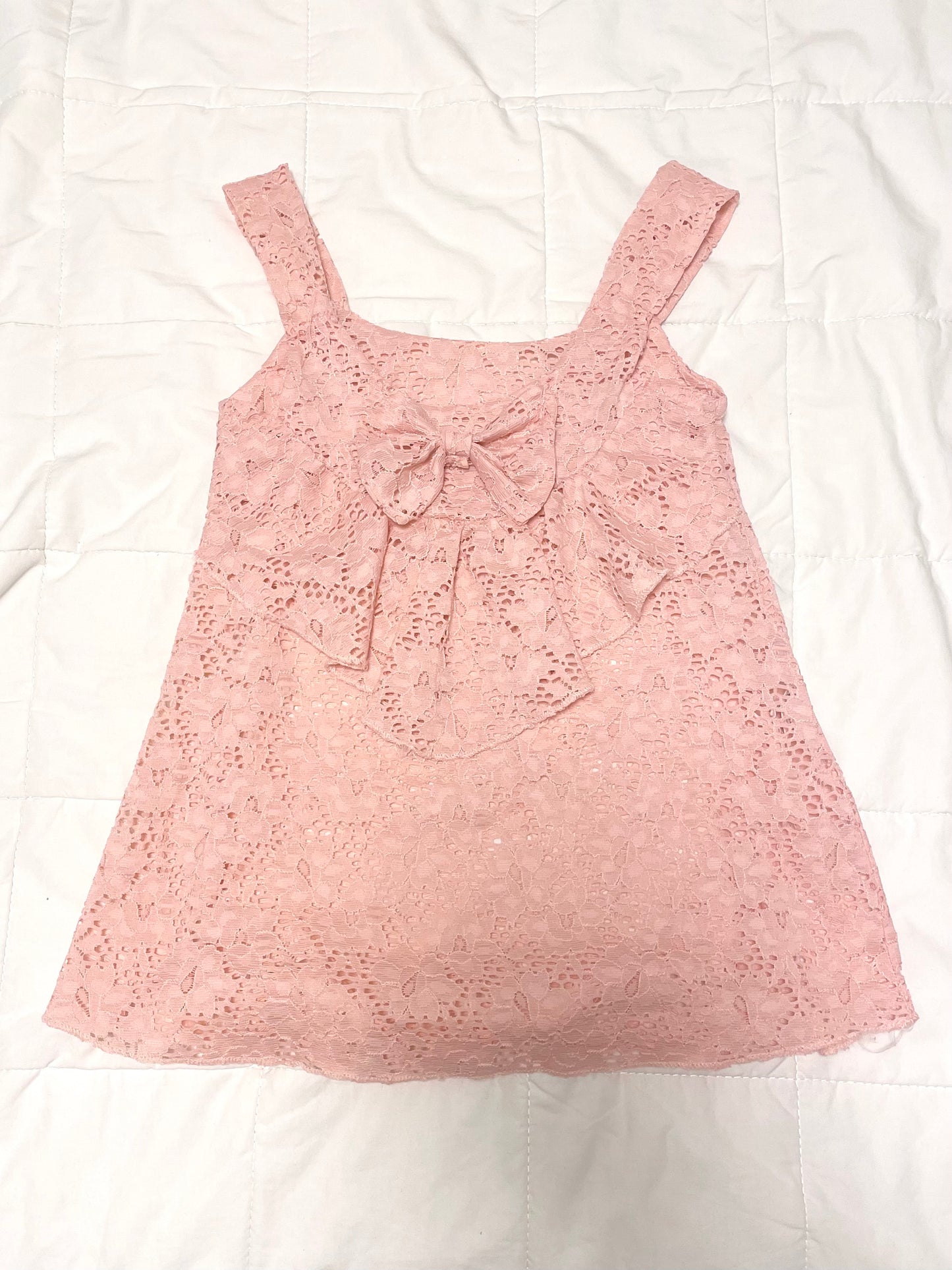 Hime Pink Bow Lace Tank