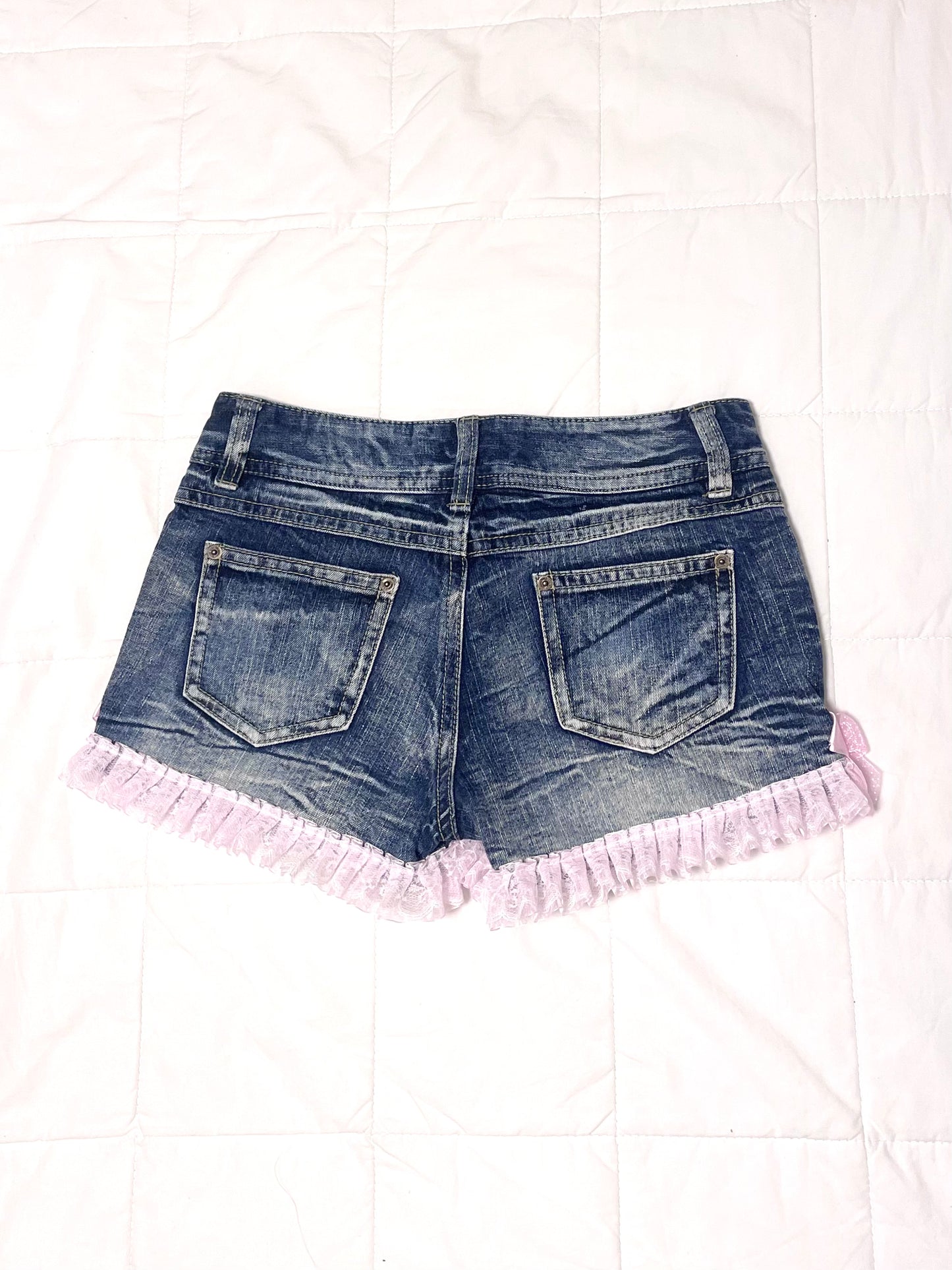 【REMAKE】Pink Frill Denim Shorts