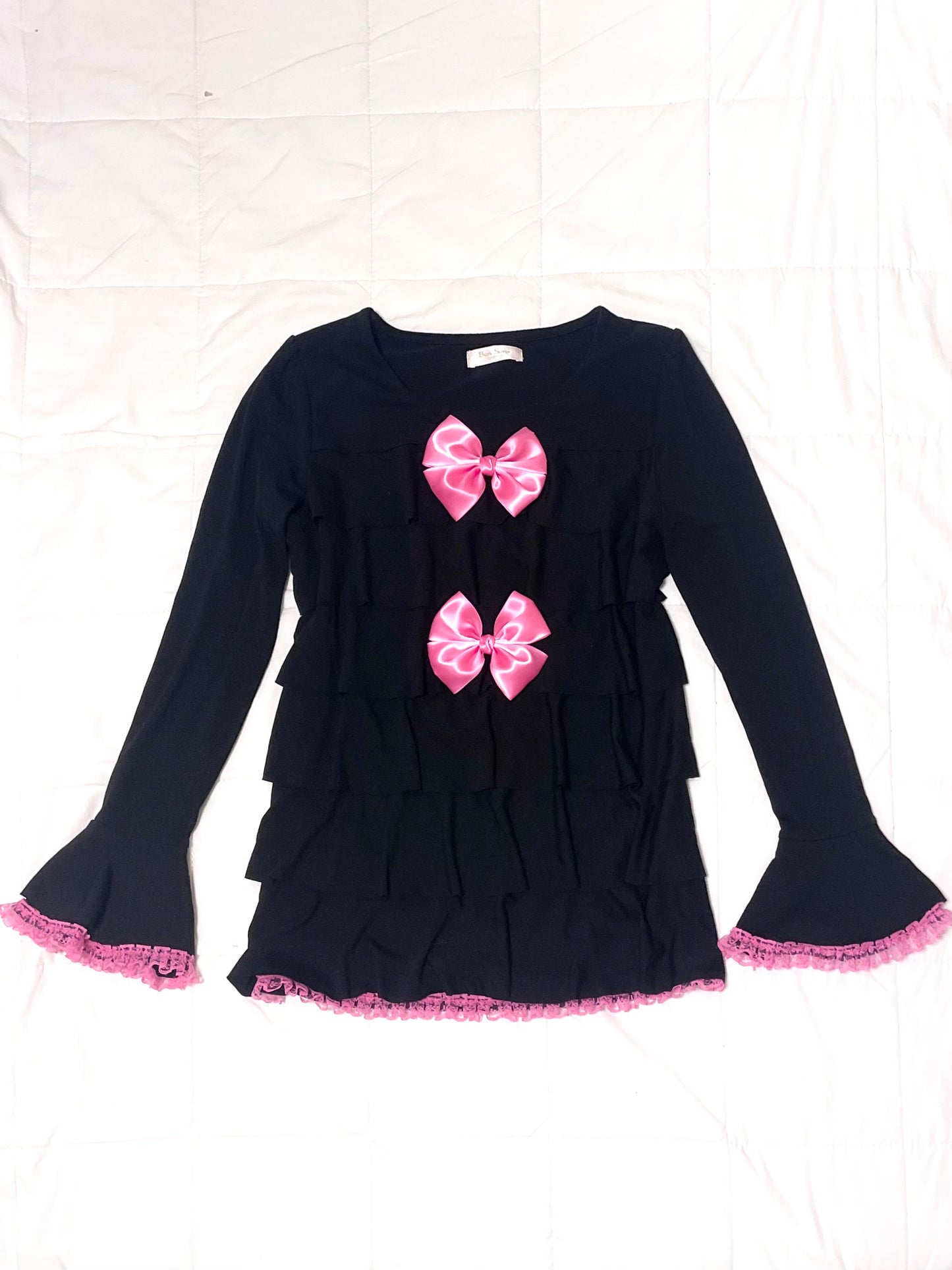 【REMAKE】Pink Bow Frill Top