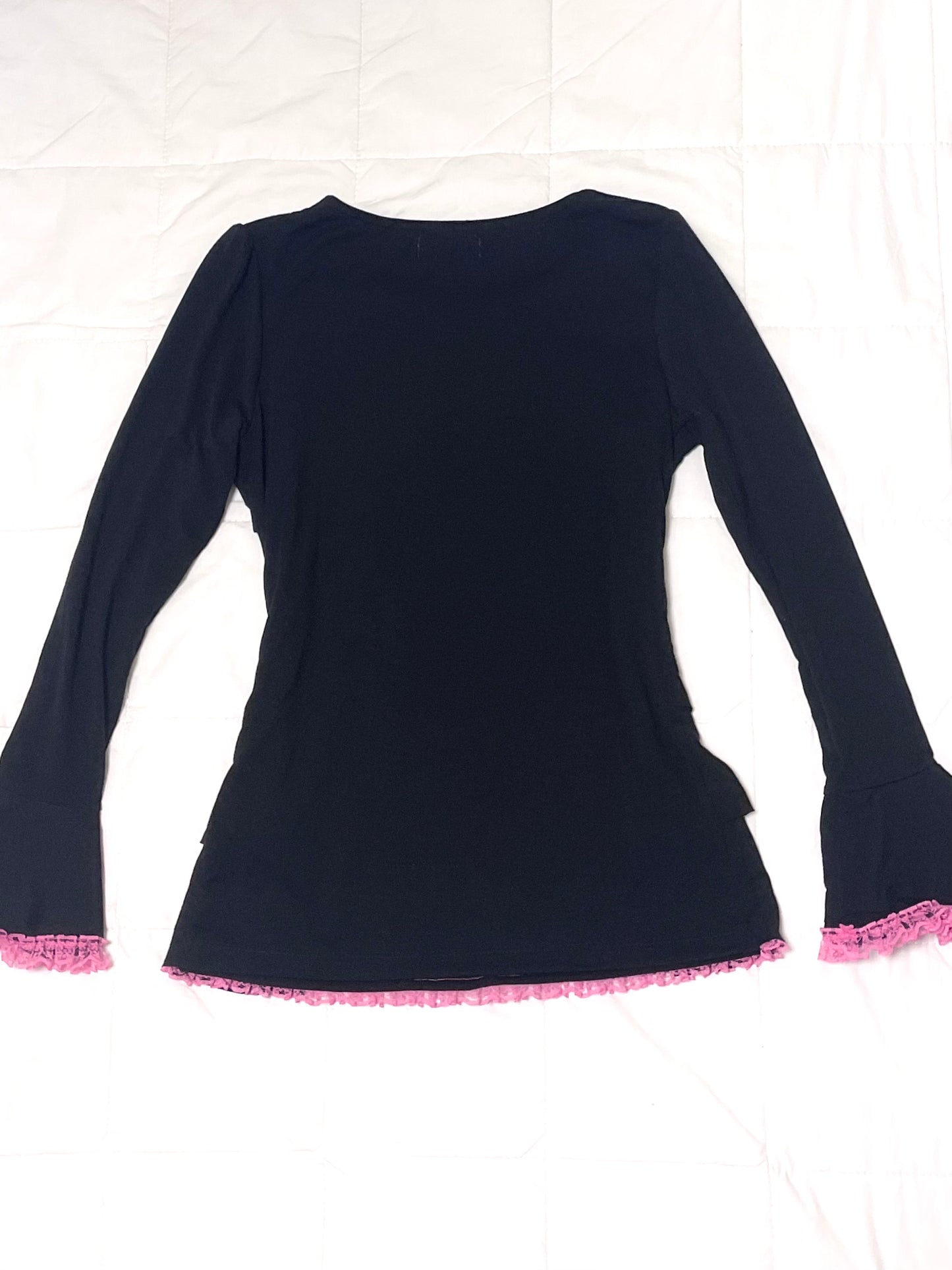【REMAKE】Pink Bow Frill Top