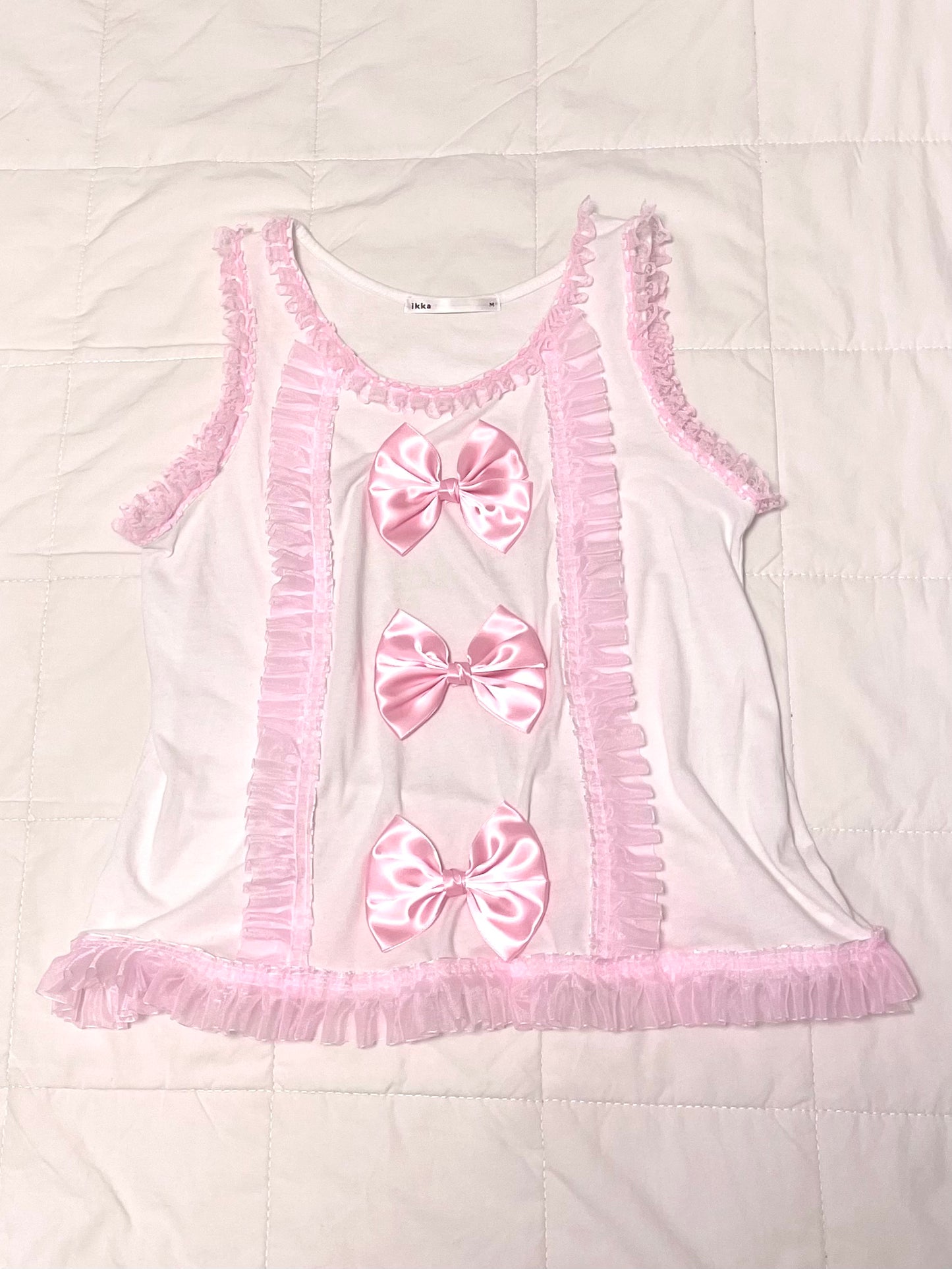 【REMAKE】Pink Bow Frill Tank