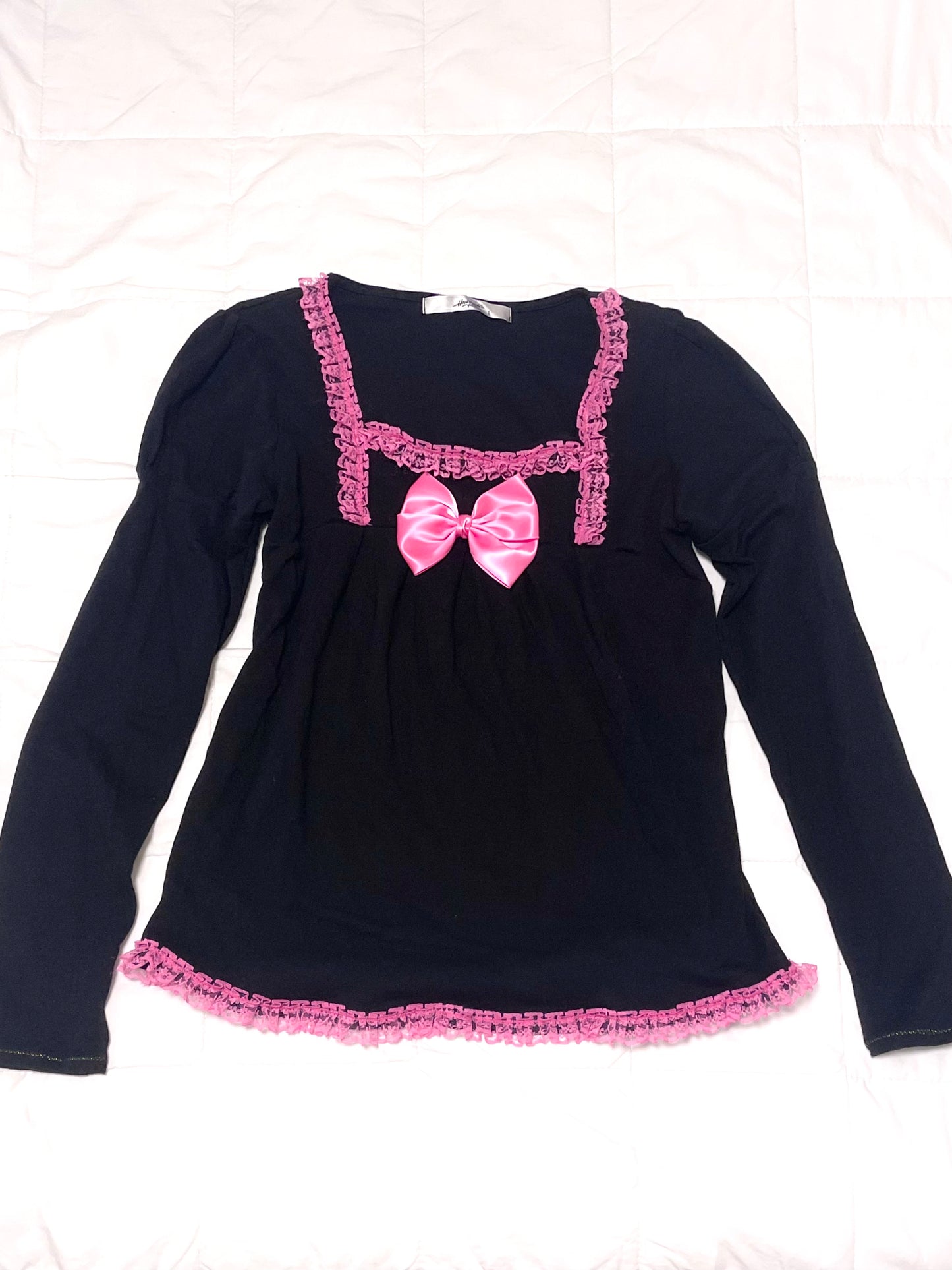 【REMAKE】Pink Bow Frill Top