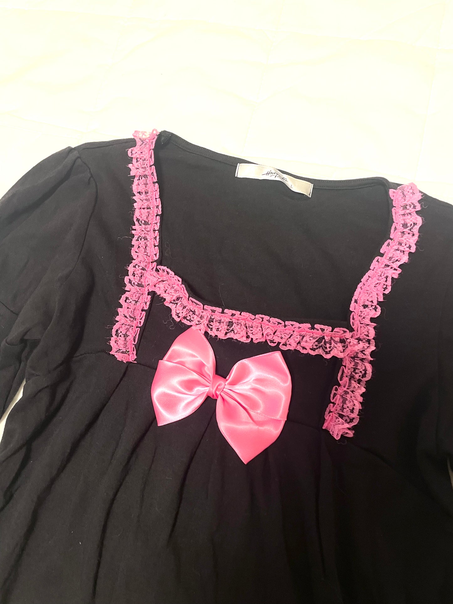 【REMAKE】Pink Bow Frill Top