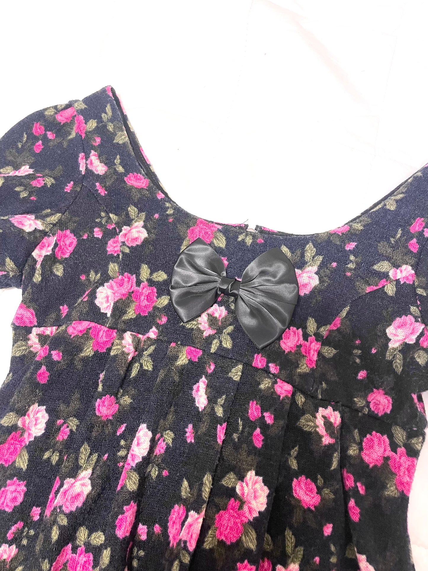 Black×Pink Rose Mini Dress
