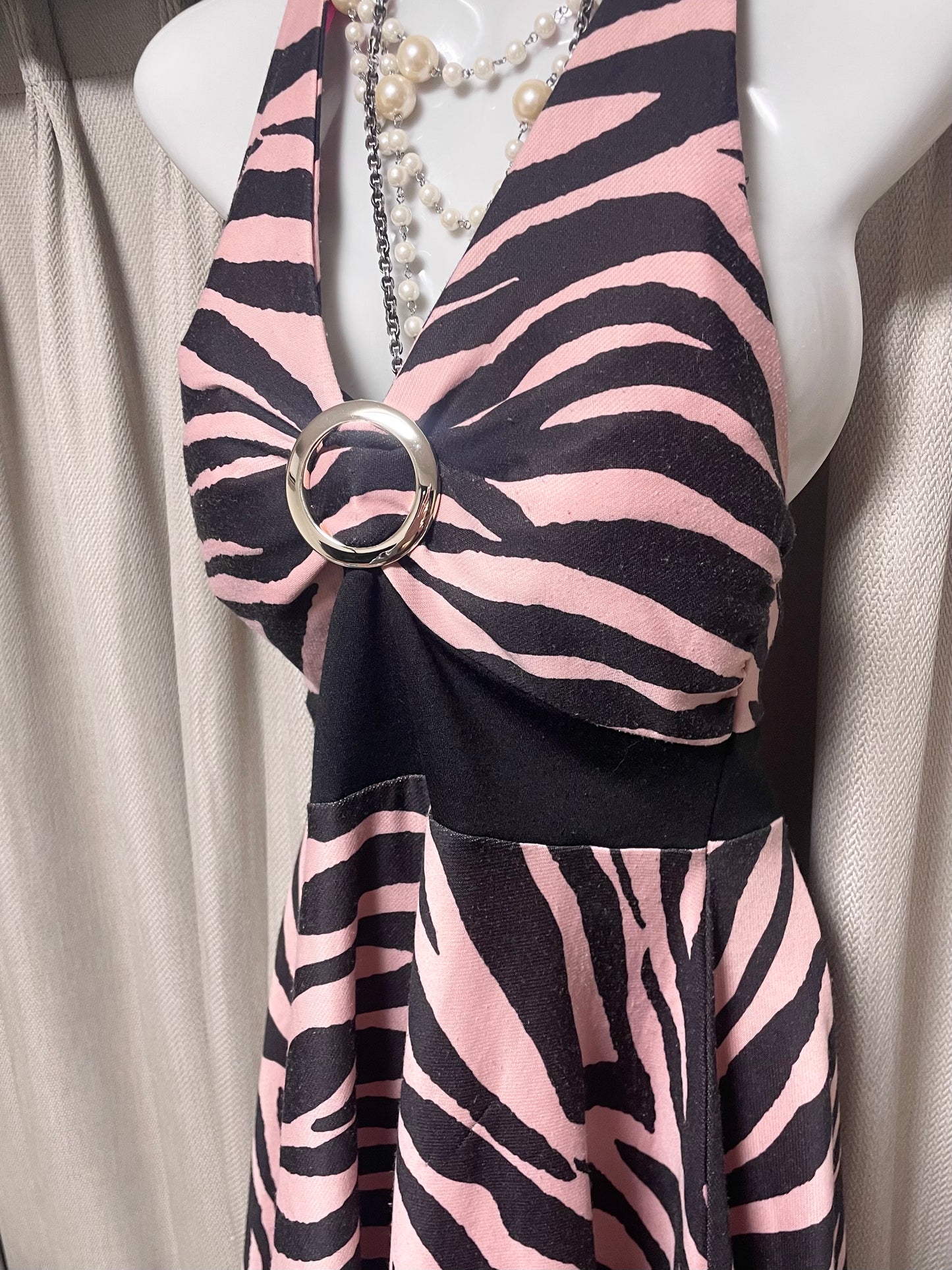 Halter Neck Pink Zebra Dress
