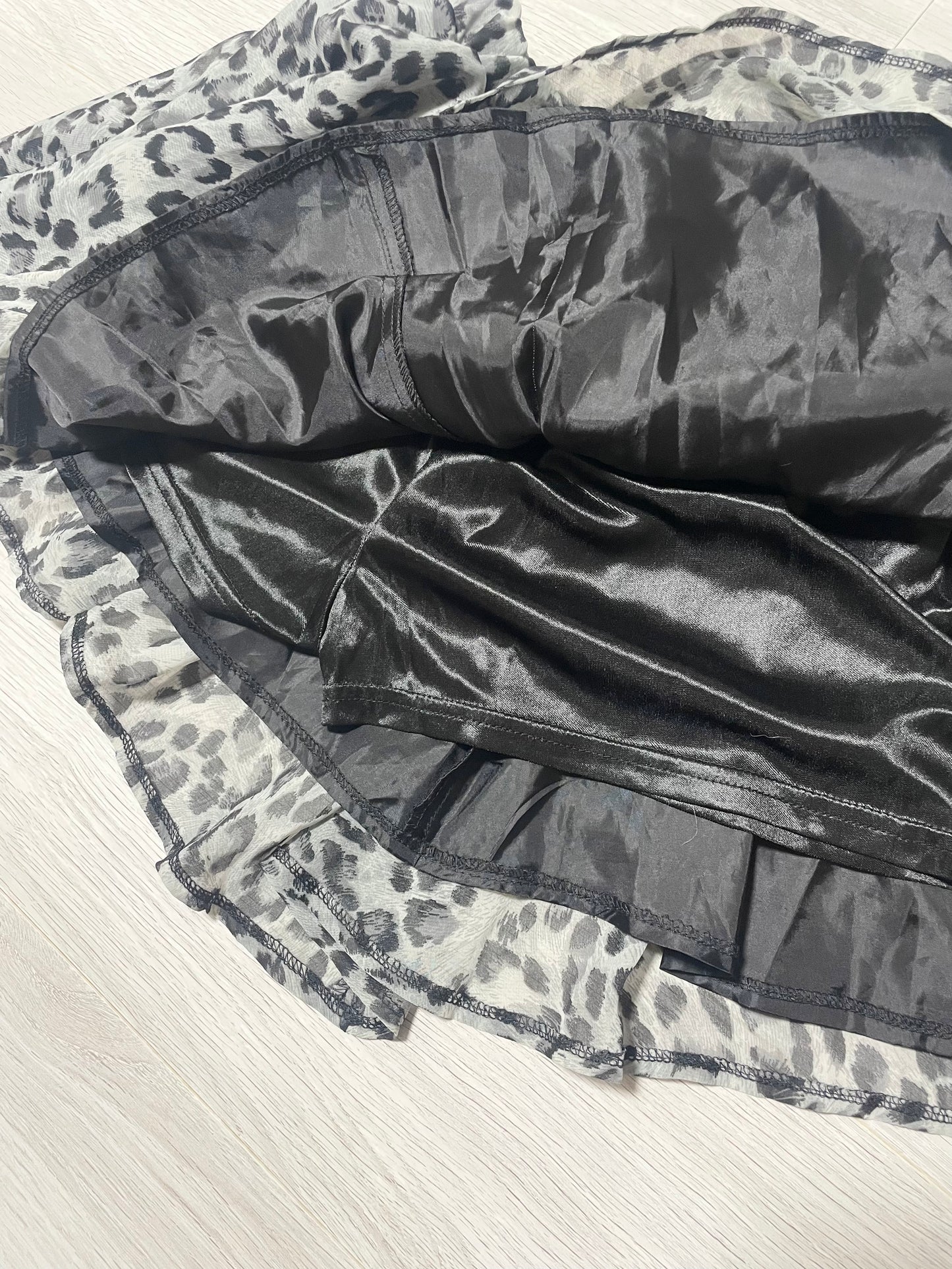 Black Leopard Mini Skirt