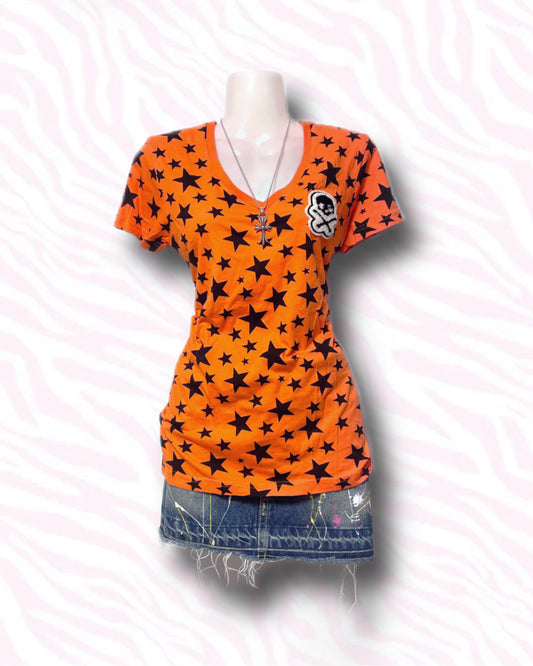 Orange×Black Star Skull Tee