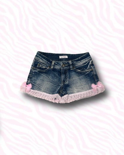 【REMAKE】Pink Frill Denim Shorts