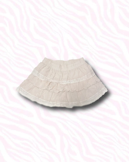 Ivory Frill Lace Mini Skirt