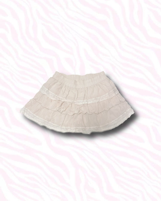 Ivory Frill Lace Mini Skirt