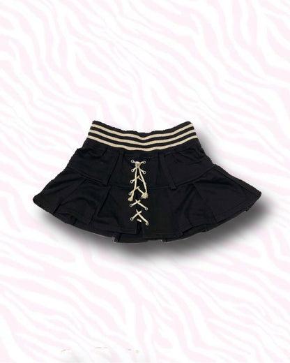 Laced Up Pleated Mini Skirt