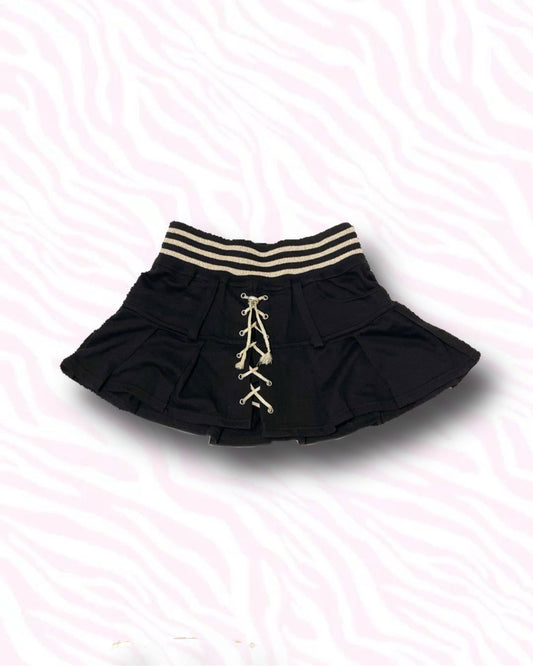 Laced Up Pleated Mini Skirt