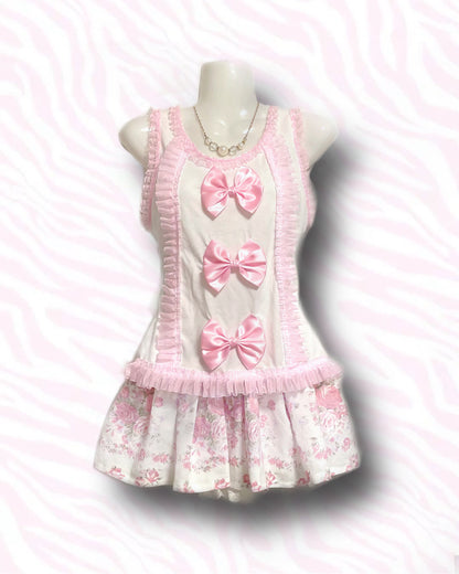 【REMAKE】Pink Bow Frill Tank