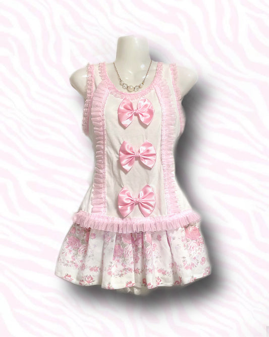 【REMAKE】Pink Bow Frill Tank