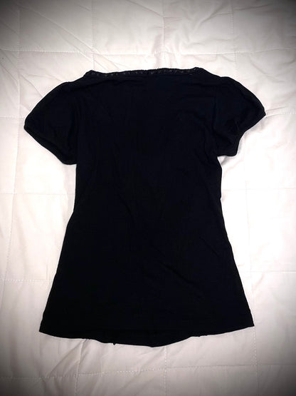 Black Lace Up Design Tee