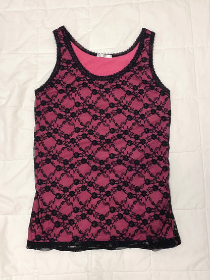 Pink × Black Lace Tank