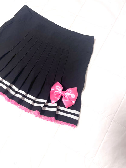 【REMAKE】Pink Bow Pleats Skirt
