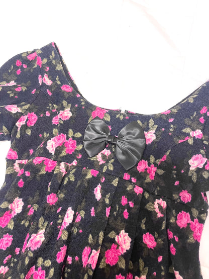 Black×Pink Rose Mini Dress